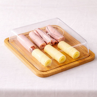 Porta Frios de Bambu com Tampa de Acrílico Grande 8x24