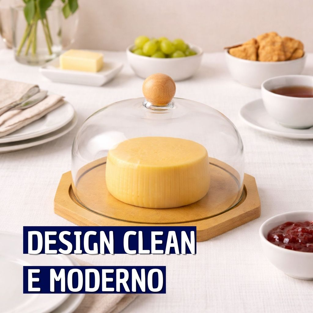 Queijeira de Bambu com Tampa de Acrílico 16x16