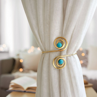 Kit 02 Prendedores de cortina de Metal Pedra Marmorizada Azul Espiral