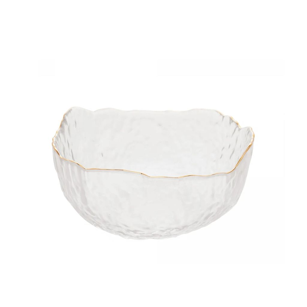 Bowl Tigela de Vidro Taj Texturizada com Fio de Ouro