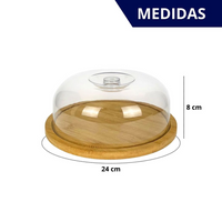 Queijeira de Bambu com Tampa de Acrílico 7,5x19