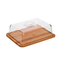 Porta Frios de Bambu com Tampa de Acrílico Grande 8x24