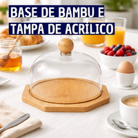 Queijeira de Bambu com Tampa de Acrílico 16x16