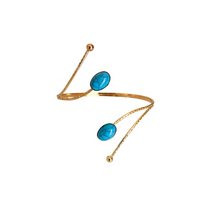 Kit 02 Prendedores de cortina de Metal Pedra Marmorizada Azul