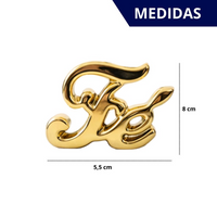 Kit Enfeite Decorativo Palavra Fé em Cerâmica Dourada