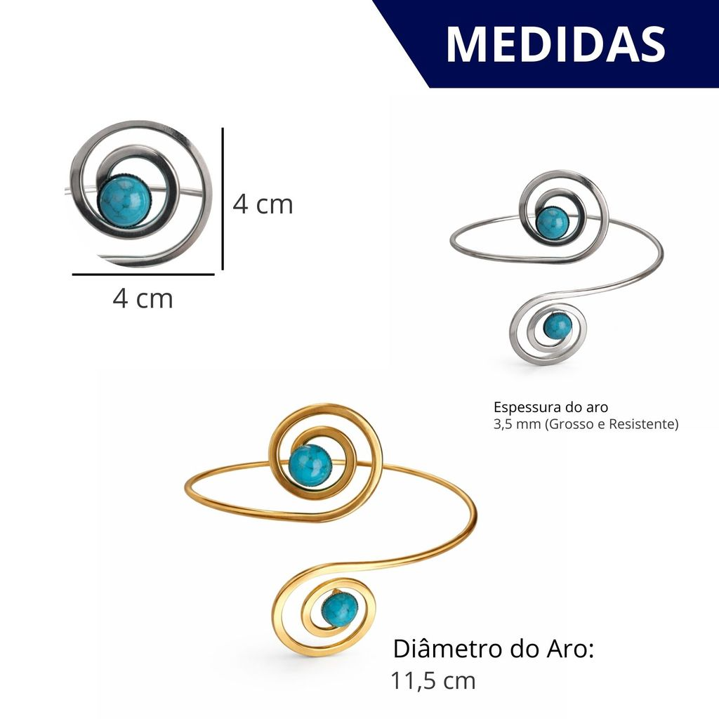 Kit 02 Prendedores de cortina de Metal Pedra Marmorizada Azul Espiral