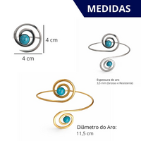 Kit 02 Prendedores de cortina de Metal Pedra Marmorizada Azul Espiral