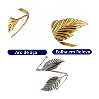 Kit 02 Prendedores de cortina decorativo Folha em Aço