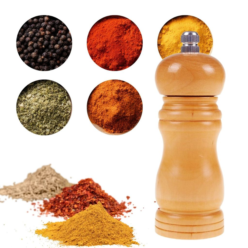 Moedor de Pimenta e Tempero de Madeira