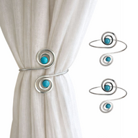 Kit 02 Prendedores de cortina de Metal Pedra Marmorizada Azul Espiral