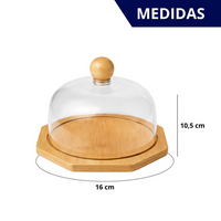 Queijeira de Bambu com Tampa de Acrílico 16x16