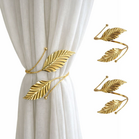 Kit 02 Prendedores de cortina decorativo Folha em Aço