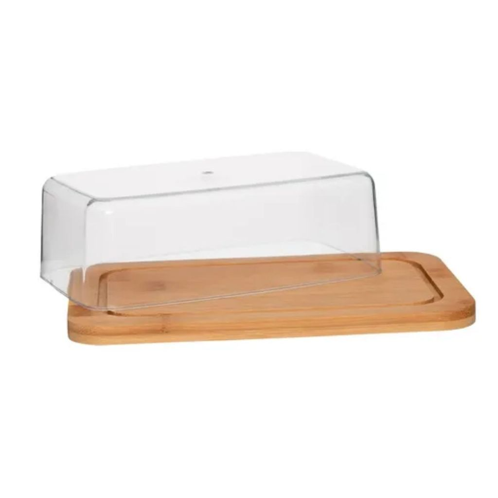 Porta Frios de Bambu com Tampa de Acrílico Grande 8x24