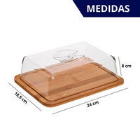 Porta Frios de Bambu com Tampa de Acrílico Grande 8x24