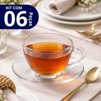 Jogo de Xicaras 6 unidades Vidro com Pirex 90ml