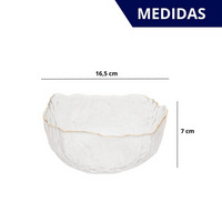 Bowl Tigela de Vidro Taj Texturizada com Fio de Ouro