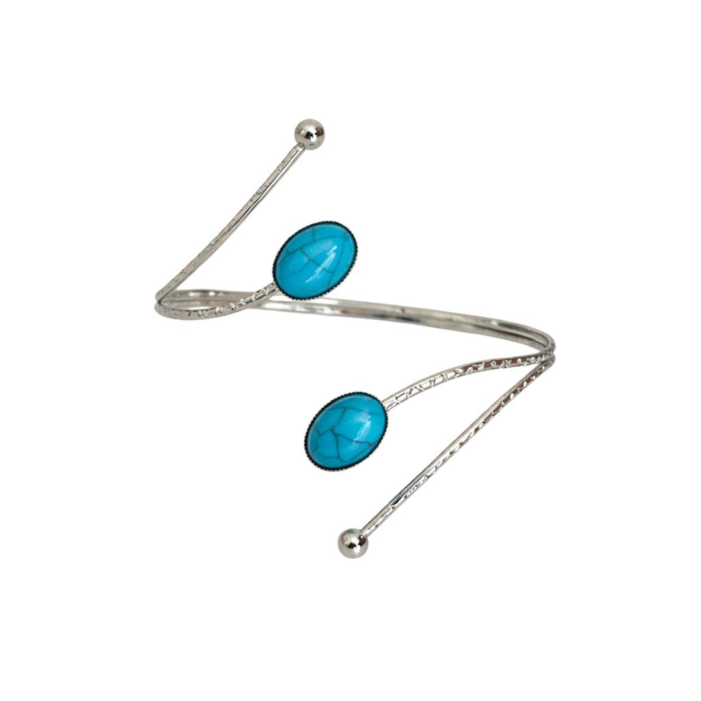 Kit 02 Prendedores de cortina de Metal Pedra Marmorizada Azul