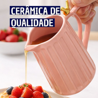 Leiteira em cerâmica com Passaro Colibri Dourado