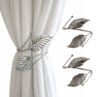 Kit 02 Prendedores de cortina decorativo Folha em Aço