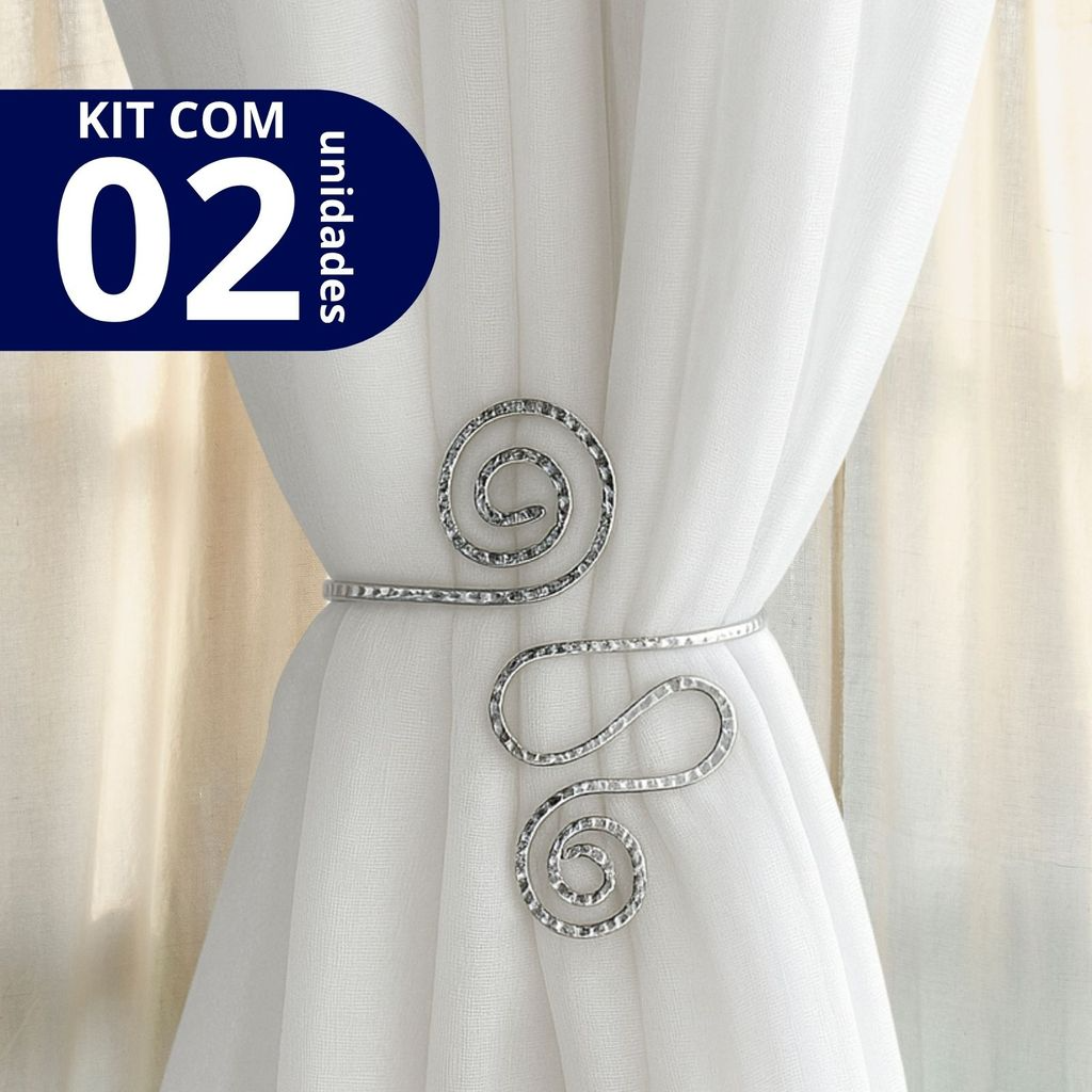 Kit 02 Prendedores de cortina Moderno Aspiral Dupla de Metal