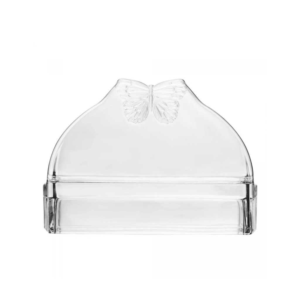 Porta Guardanapo de Papel em Vidro com Borboleta em Relevo