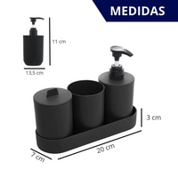 Kit Banheiro Dispenser Copo Pote com Bandeija Multiuso