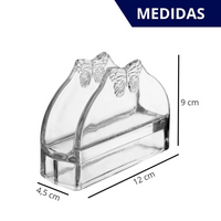 Porta Guardanapo de Papel em Vidro com Borboleta em Relevo