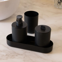 Kit Banheiro Dispenser Copo Pote com Bandeija Multiuso