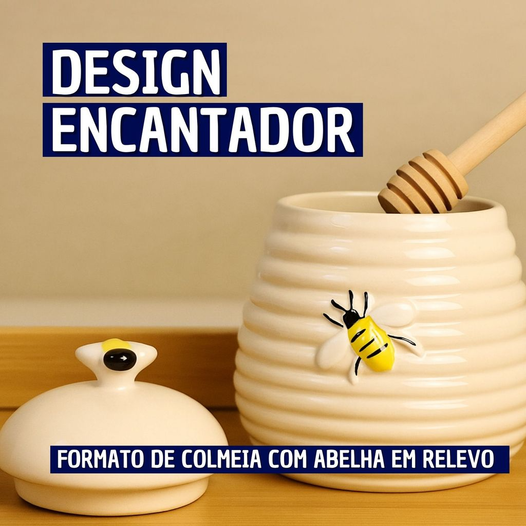 Meleira de Cerâmica em Formato de Colmeia com Abelinha