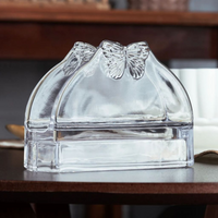 Porta Guardanapo de Papel em Vidro com Borboleta em Relevo