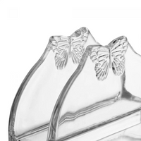 Porta Guardanapo de Papel em Vidro com Borboleta em Relevo