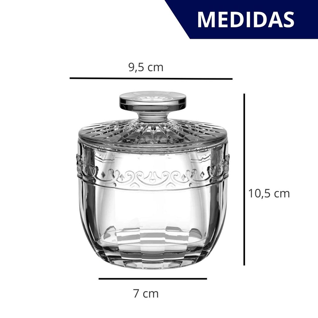 Manteigueira Francesa de Cristal Com Tampa Paris 9,3x9,3x10cm