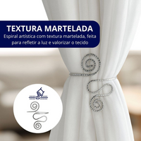 Kit 02 Prendedores de cortina Moderno Aspiral Dupla de Metal