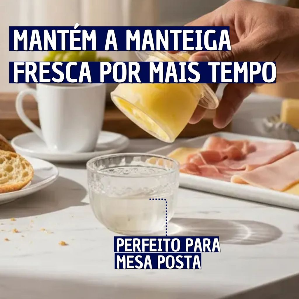 Manteigueira Francesa de Cristal Com Tampa Paris 9,3x9,3x10cm