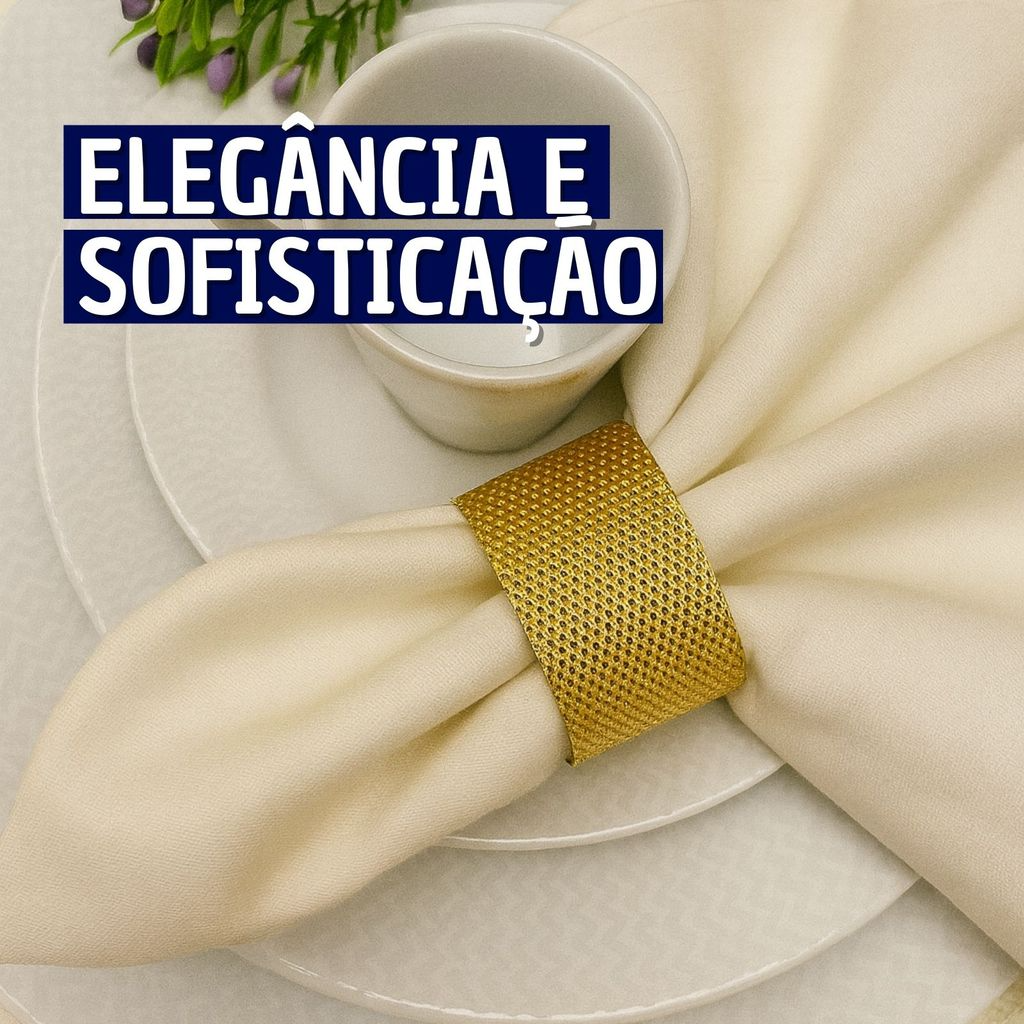 04 Anel Porta Guardanapo Metal Geométrico texturizado