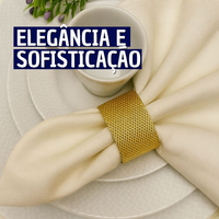 04 Anel Porta Guardanapo Metal Geométrico texturizado