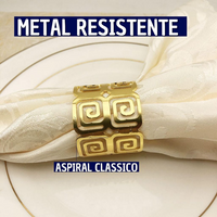 04 Anel Porta Guardanapo Metal Vazado Caracol Duplo