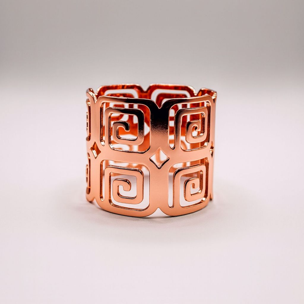 04 Anel Porta Guardanapo Metal Vazado Caracol Duplo