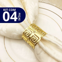 04 Anel Porta Guardanapo Metal Vazado Caracol Duplo