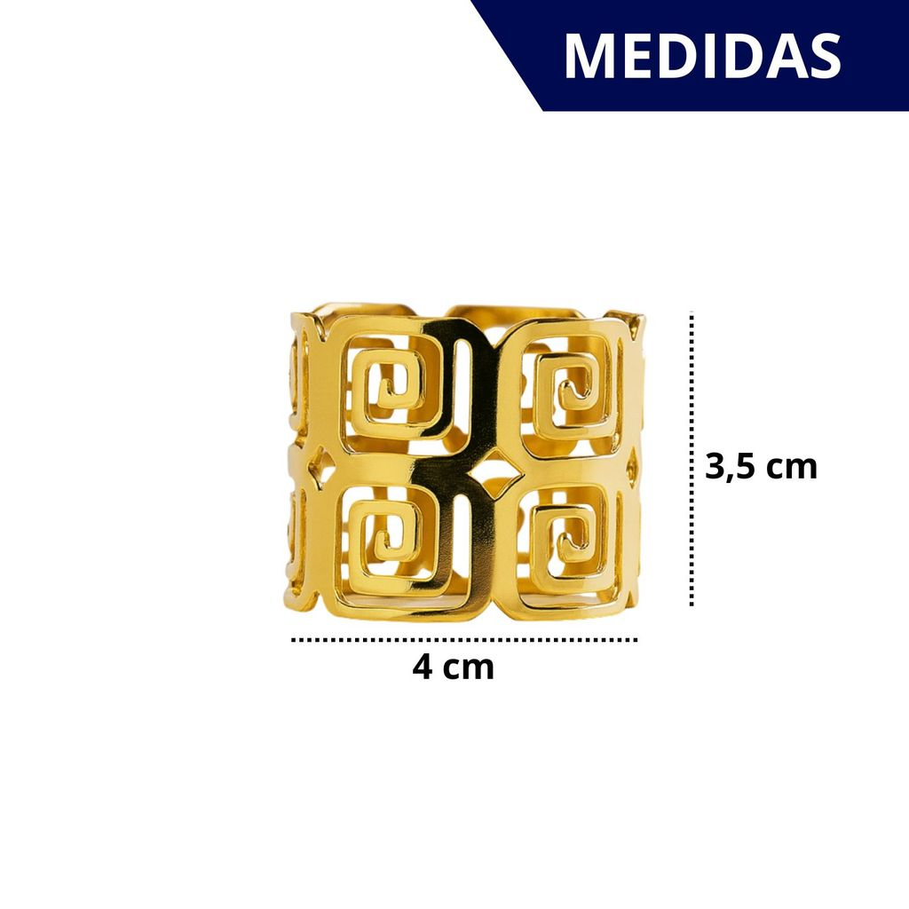 04 Anel Porta Guardanapo Metal Vazado Caracol Duplo