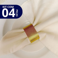 04 Anel Porta Guardanapo Metal Geométrico texturizado