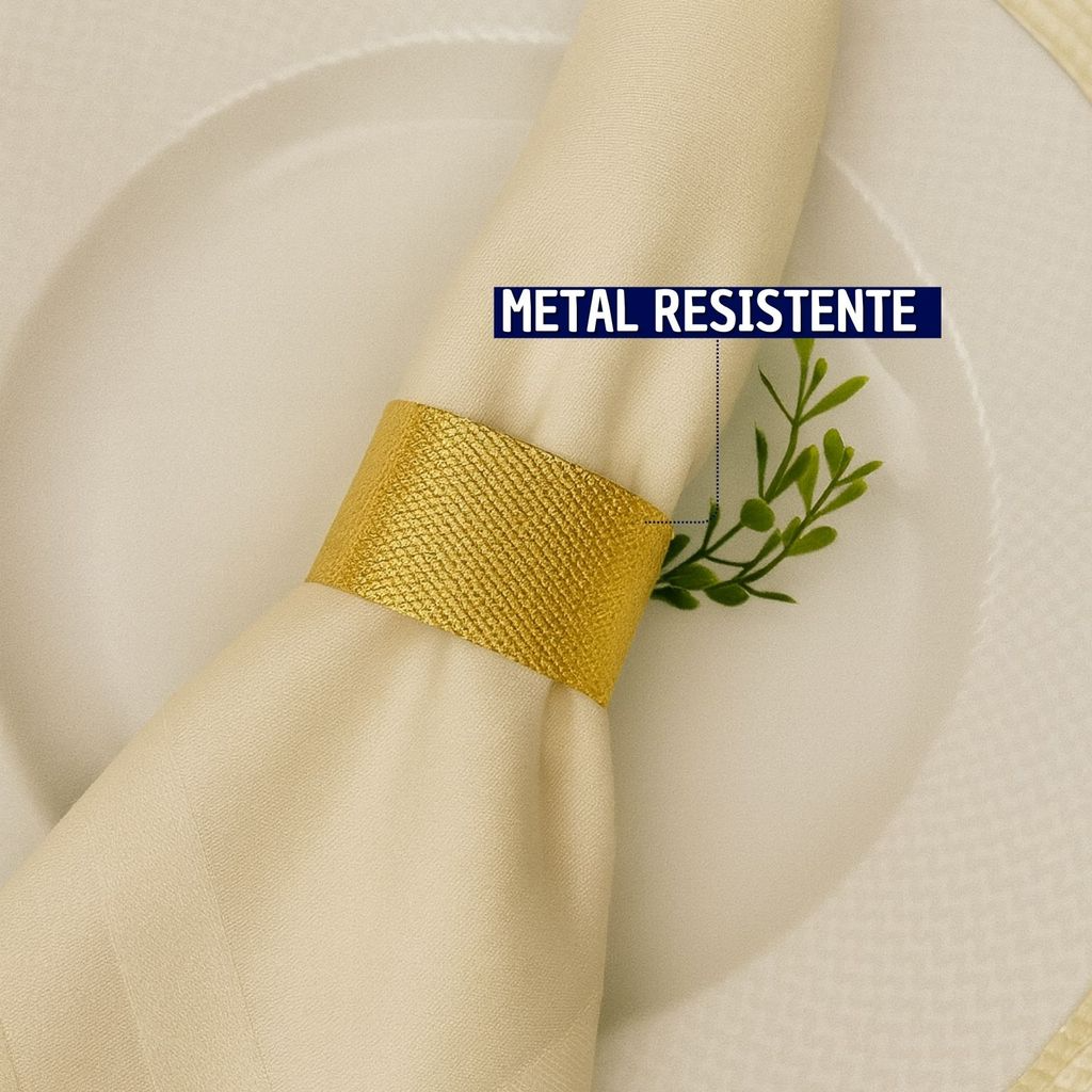 04 Anel Porta Guardanapo Metal Geométrico texturizado