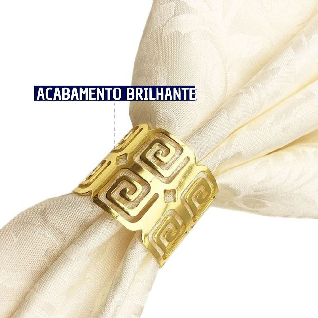 04 Anel Porta Guardanapo Metal Vazado Caracol Duplo