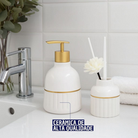 Kit Dispenser e Difusor Aromático para Banheiros em Cerâmica