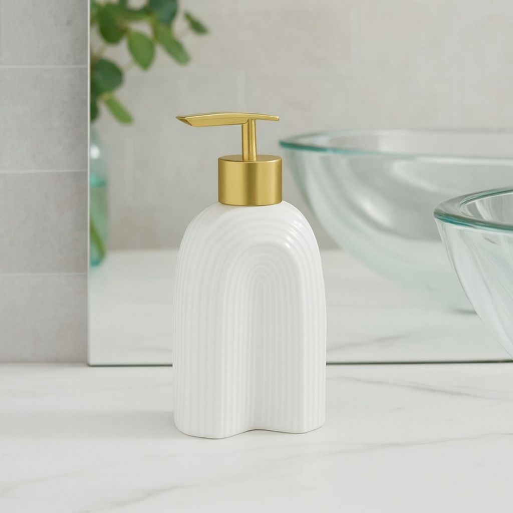 Dispenser de Sabonete Líquido para Banheiro Minimalista em Cerâmica