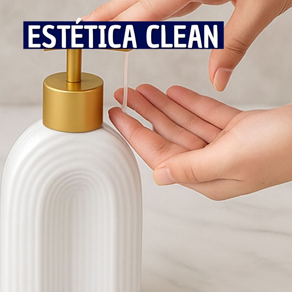 Dispenser de Sabonete Líquido para Banheiro Minimalista em Cerâmica