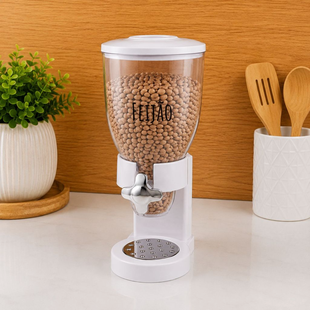 Dispenser Dosador Para Arroz, Feijão, Ração e Grãos 2L - Organização e Praticidade com Personalização