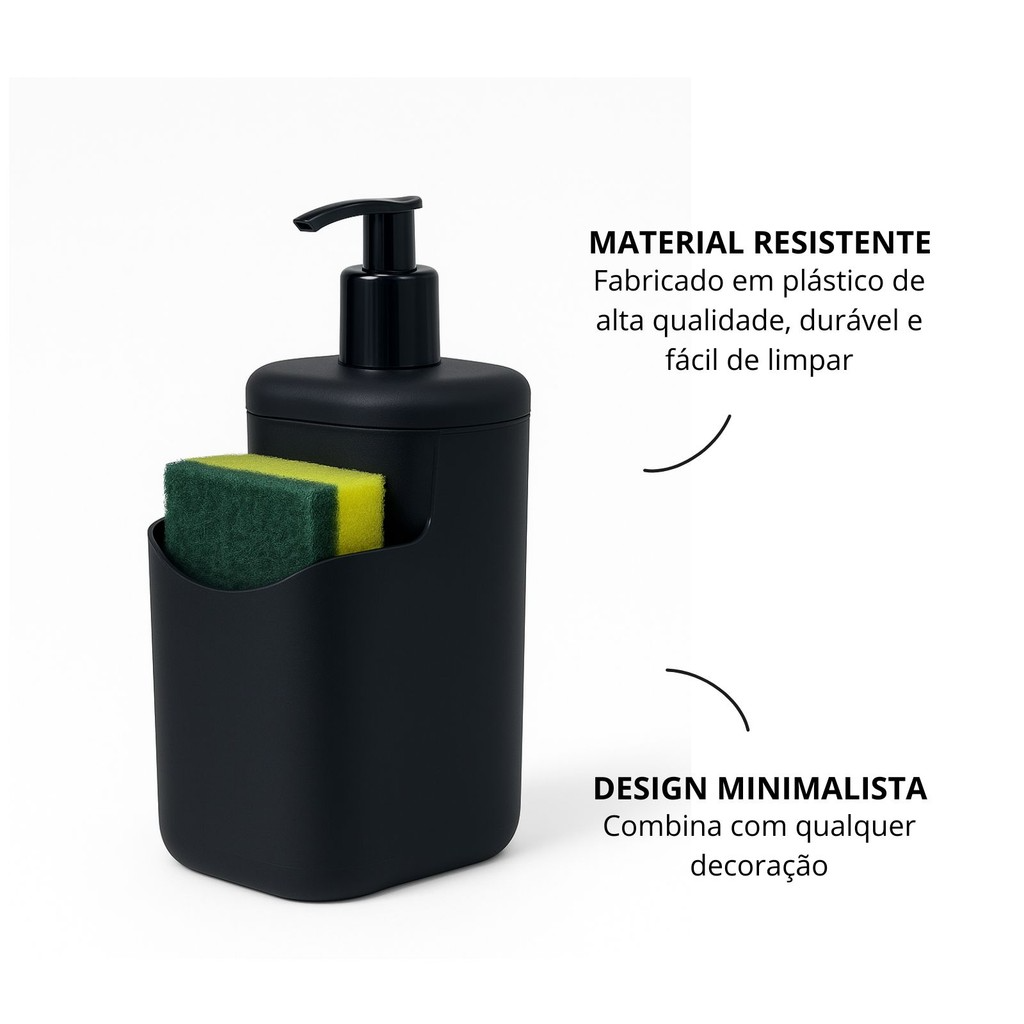Dispenser de Sabonete Líquido com Porta Esponja