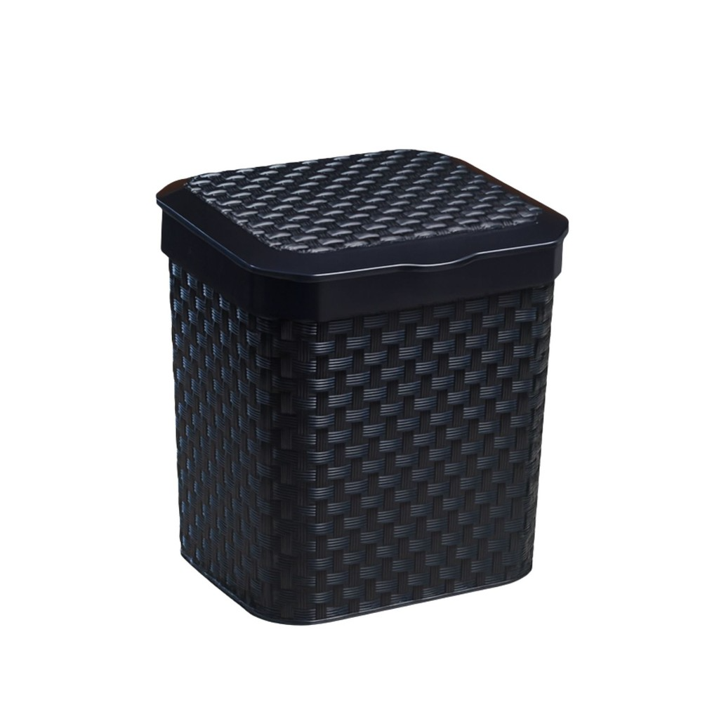 Cesto de Lixo Preto Ratan 3,5L com Tampa