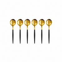 6 Colher, Garfo ou Faca em Aço Inox Dourado com Cabo Fino Black